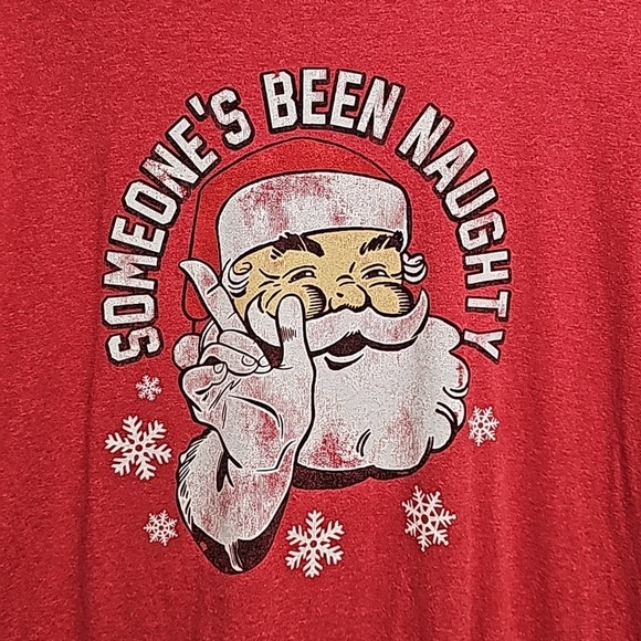 VFifth Sun "Someone's Been Naughty" Tee with Santa Shaking Finger Unisex Size XL - Picture 2 of 4